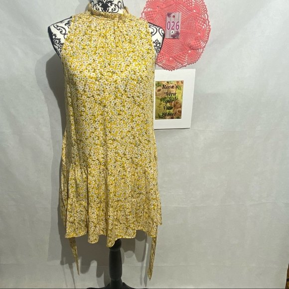 Shein Floral Print Halter Yellow Dress - Picture 5 of 9